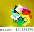 [Bracelet] and yellow ginkgo leaves and colored paper 120825479
