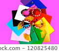 [Bracelet] and yellow ginkgo leaves and colored paper 120825480