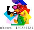 [Bracelet] and yellow ginkgo leaves and colored paper 120825481