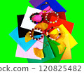 [Bracelet] and yellow ginkgo leaves and colored paper 120825482