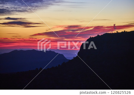 Vibrant Sunset Over Mount Charleston Silhouette at Eye Level Vibrant Sunset Over Mount Charleston Silhouette at Eye Level 120825526