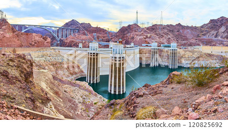 Hoover Dam and Bridge Panorama of Towers 120825692
