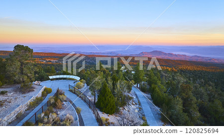 Aerial of Mt Charleston Pathway at Golden Hour 120825694