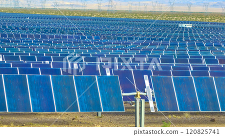 Aerial of Nevada Solar Farm in Arid Desert Landscape Aerial of Nevada Solar Farm in Arid Desert Landscape 120825741