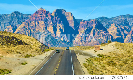 Aerial of Red Rock Canyon Road Adventure in Nevada Aerial of Red Rock Canyon Road Adventure in Nevada 120825743