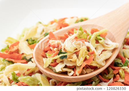 Close-up of a mix of dried vegetables for topping Close-up of a mix of dried vegetables for topping 120826330