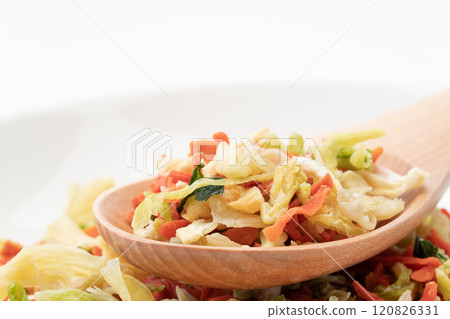 Close-up of a mix of dried vegetables for topping Close-up of a mix of dried vegetables for topping 120826331