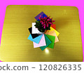 [Bracelet] and yellow ginkgo leaves and colored paper 120826335