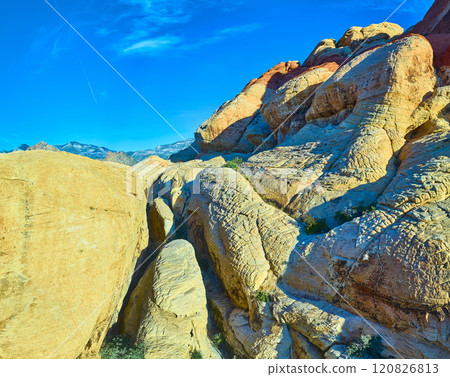 Aerial of Red Rock Canyon Desert Formations Aerial of Red Rock Canyon Desert Formations 120826813