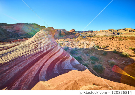 Fire Wave Sandstone Patterns Valley of Fire Eye-Level Perspective Fire Wave Sandstone Patterns Valley of Fire Eye-Level Perspective 120826814