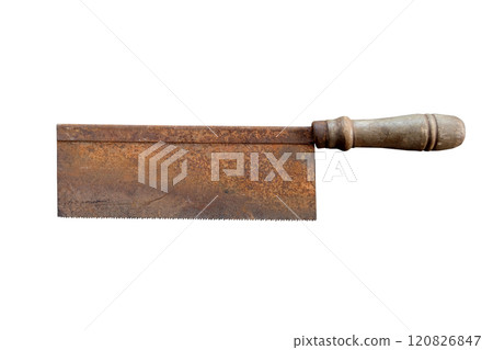 Old tool carpenter wood saw 120826847