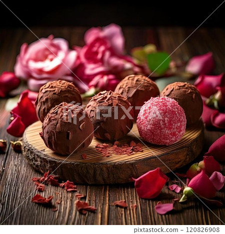 滿滿的情人節感覺！溫馨設計的手工松露巧克力（粉紅色） 120826908