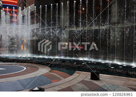 Fountain show at the shopping mall entrance plaza Fountain show at the shopping mall entrance plaza 120826961