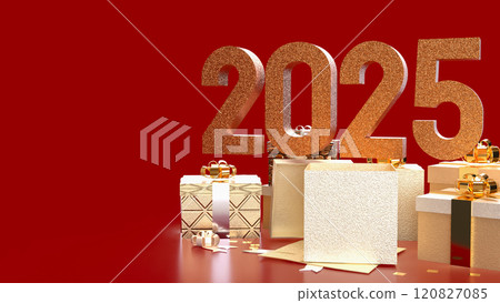 The Number 2025 and gift box for celebration or holiday concept 3d rendering. The Number 2025 and gift box for celebration or holiday concept 3d rendering. 120827085