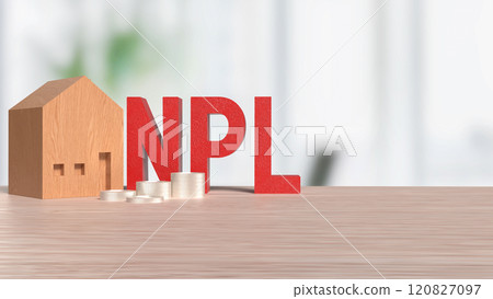 The Red NPL and House  for DEBT or Property  concept 3d rendering. The Red NPL and House  for DEBT or Property  concept 3d rendering. 120827097