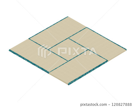 Tatami (tea room) 4.5 tatami mats, old tatami mats, isometric Tatami (tea room) 4.5 tatami mats, old tatami mats, isometric 120827888
