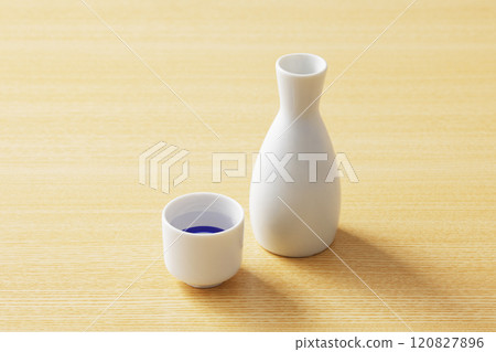 Sake poured into a white sake cup 120827896