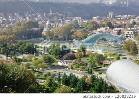 Georgia Tbilisi, view of the Peace Bridge from the old town Georgia Tbilisi, view of the Peace Bridge from the old town 120828239