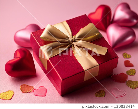 有金絲帶的紅色禮物盒 120828414