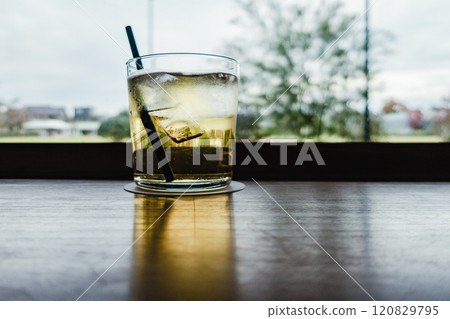 Juice on the counter at the cafe 120829795