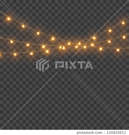 Christmas Tree Decorations with Lights, Gifts, Ornaments, and Winter Joy Vector 120829812