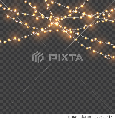 Christmas Tree Decorations with Lights, Gifts, Ornaments, and Winter Joy Vector 120829817