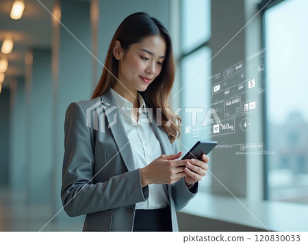 Modern business woman using digital technology 120830033
