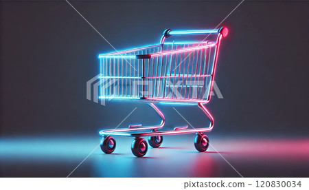 A futuristic shopping cart painted in neon colors 120830034
