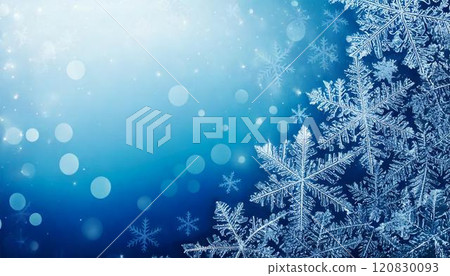 3D illustration background material of a crystal snowflake frame with copy space 120830093