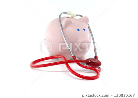 Piggy Bank With Stethoscope Representing Financial Health And Savings Piggy Bank With Stethoscope Representing Financial Health And Savings 120830167