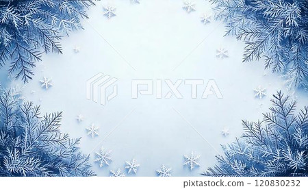 3D illustration background material of snowflake frame with copy space 120830232