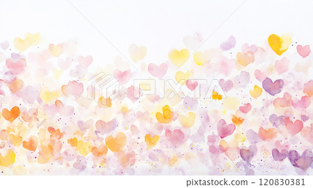 Pastel colored watercolor heart frame, Valentine's Day image 120830381