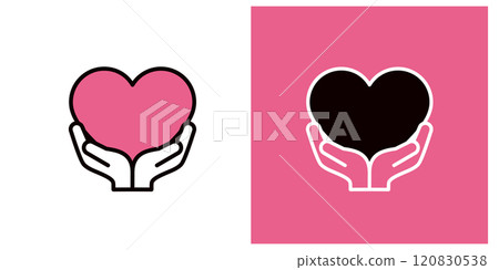 雙手捧著一顆心的圖示_手和心標記_複製空間_粗線 雙手捧著一顆心的圖示_手和心標記_複製空間_粗線 120830538