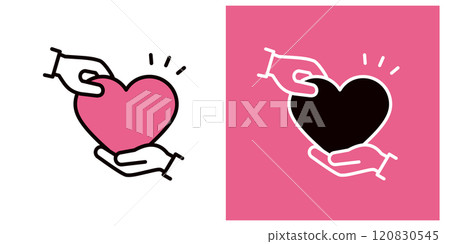 將一顆心從一隻手傳遞到另一隻手的圖示_手和心標記_複製空間_粗線_驚喜 120830545