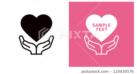 漂浮在手上方的心形圖示_手與心形標記_複製空間 120830576