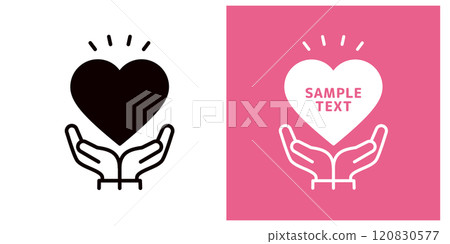 漂浮在手上方的心形圖示_手與心形標記_複製空間_驚喜 120830577