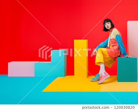 色塊精緻,亞洲女性 色塊精緻,亞洲女性 120830820