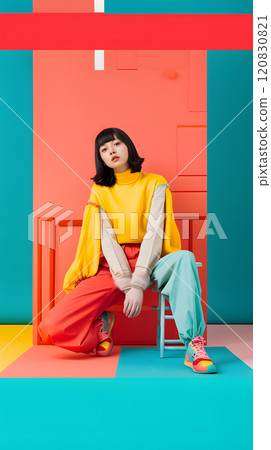 色塊精緻,亞洲女性 色塊精緻,亞洲女性 120830821