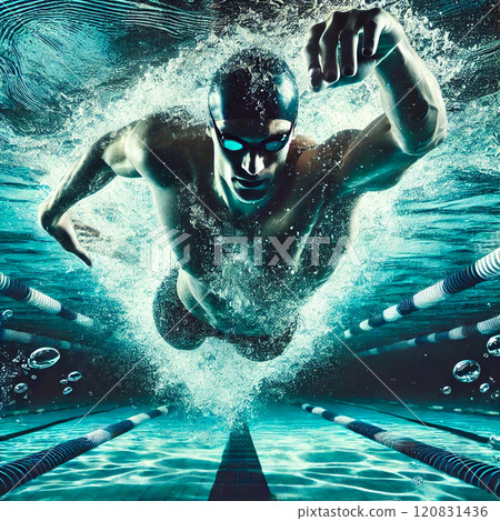 動態水下運動和專業游泳運動員 120831436