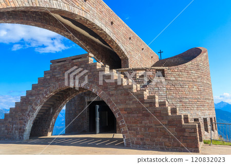 Santa Maria degli Angeli Chapel on the Monte Tamaro by the Swiss architect Mario Botta in Canton Ticino, Switzerland 120832023