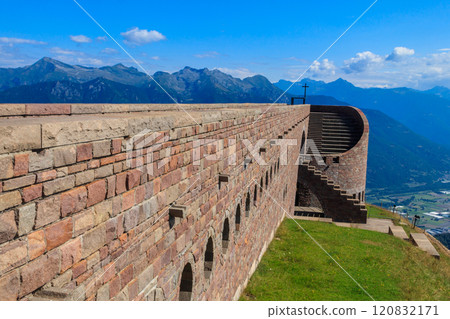 Santa Maria degli Angeli Chapel on the Monte Tamaro by the Swiss architect Mario Botta in Canton Ticino, Switzerland 120832171