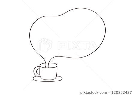 Illustration of a cup and steam text space 120832427