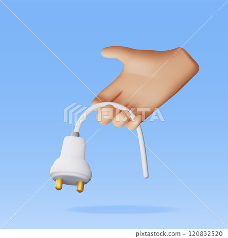 3D electric plug in hand isolated 120832520