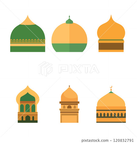Islamic Symbol Elements Set of Golden Muslim Mosque Dome in Ramadan 120832791
