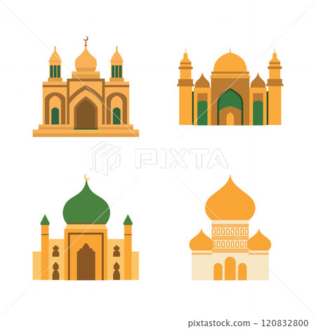 Islamic Symbol Elements Set of Golden Mosque Building Architecture in Ramadan Month Islamic Symbol Elements Set of Golden Mosque Building Architecture in Ramadan Month 120832800