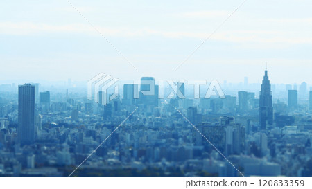 Cityscape seen from the observation deck - Tilt shift 120833359