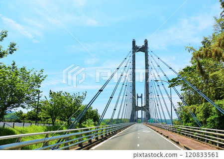Yobo Ohashi Bridge in the blue sky of Saga Prefecture Yobo Ohashi Bridge in the blue sky of Saga Prefecture 120833561