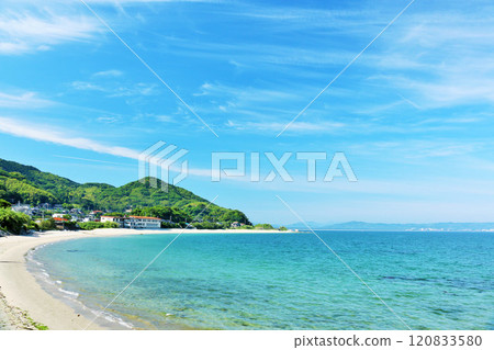 Fukuoka prefecture blue sky and blue sea scenery Fukuoka prefecture blue sky and blue sea scenery 120833580