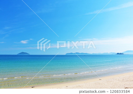 福岡縣藍天和藍海的玄海外灘 120833584