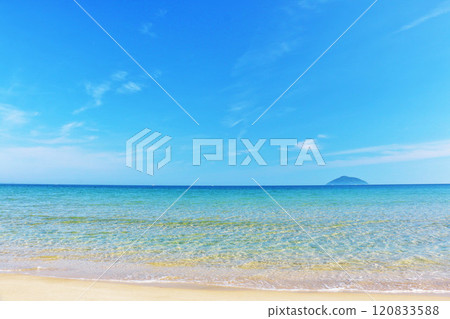 Fukuoka prefecture blue sky and the blue sea's Genkai Bund Fukuoka prefecture blue sky and the blue sea's Genkai Bund 120833588